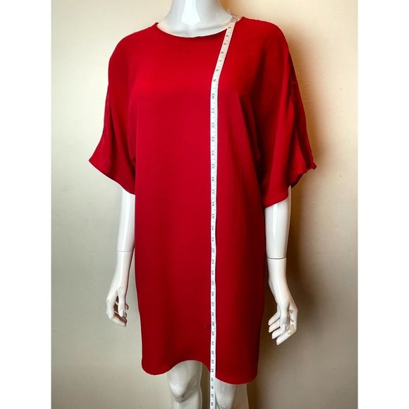 The Fifth Label Women's Casual Shift Dress Back Keyhole Short Sleeves Red SZ M - Picture 4 of 8